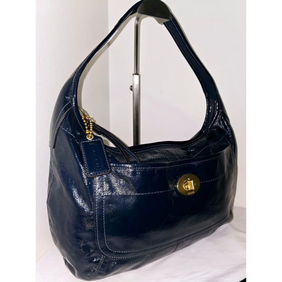 Coach Vintage Ergo Azul Blue Patent Leather Shoulder Bag - Picture 3 of 9